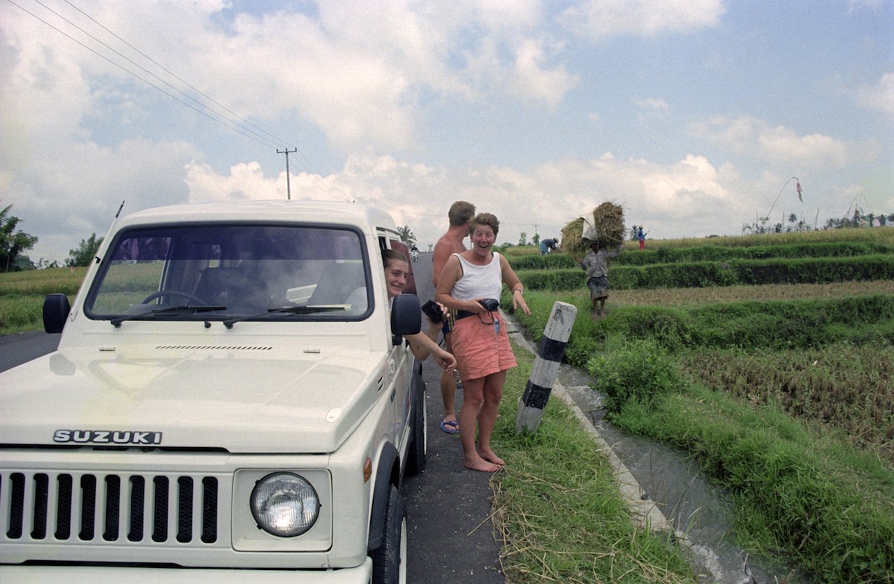 Driving around Bali with the English girls we rented a car with